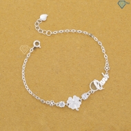 Quà 8 3 cho người yêu lắc tay nữ hình cỏ 4 lá đính kim cương LTNM0022