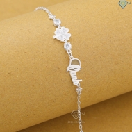 Quà 8 3 cho người yêu lắc tay nữ hình cỏ 4 lá đính kim cương LTNM0022