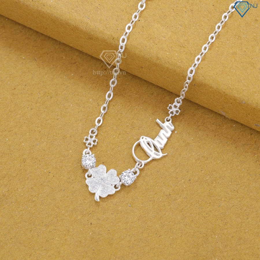 Quà 8 3 cho người yêu lắc tay nữ hình cỏ 4 lá đính kim cương LTNM0022