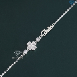 Quà 8 3 cho người yêu lắc tay bạc nữ hình cỏ 4 lá khắc tên LTN0328
