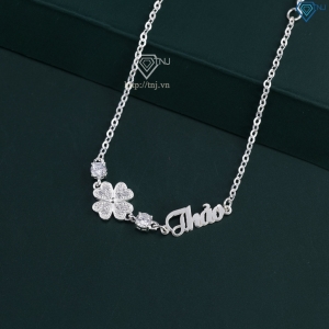 Quà 8 3 cho người yêu lắc tay bạc nữ hình cỏ 4 lá khắc tên LTN0328