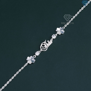 Quà 8 3 cho ngườ yêu lắc tay bạc nữ hình cỏ 4 lá khắc tên LTN0441