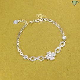 Quà 8 3 cho người yêu lắc tay cỏ 4 lá đính full kim cương Moissanite d