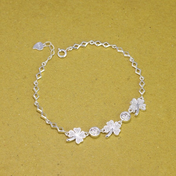 Lắc tay cỏ 4 lá may mắn full kim cương xanh Moissanite 4.5mm - Kiểm định GRA LTNM0010