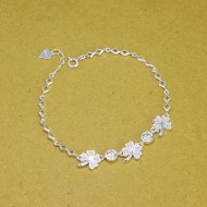 Lắc tay cỏ 4 lá may mắn full kim cương xanh Moissanite 4.5mm - Kiểm định GRA LTNM0010