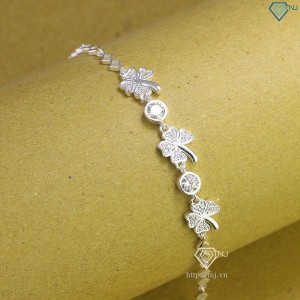 Quà 8 3 cho người yêu lắc tay cỏ 4 lá may mắn full Moissanit LTNM0011