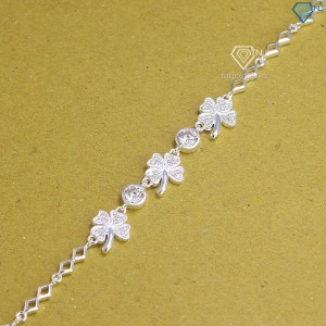 Quà 8 3 cho người yêu lắc tay cỏ 4 lá may mắn full Moissanit LTNM0011