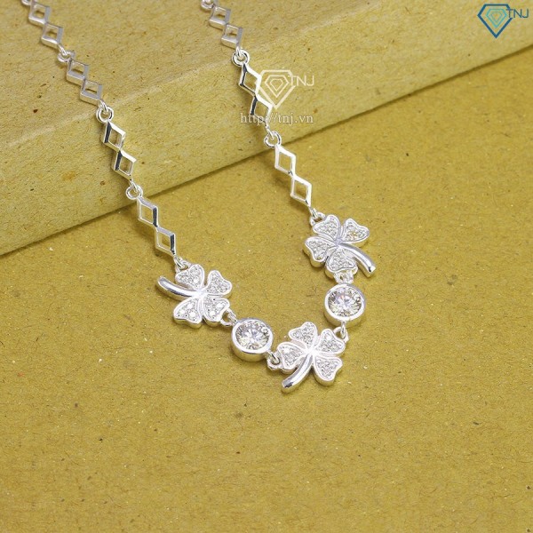 Quà 8 3 cho người yêu lắc tay cỏ 4 lá may mắn full Moissanit LTNM0011