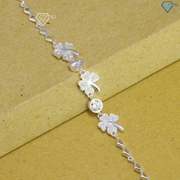 Quà 8 3 cho người yêu lắc tay cỏ 4 lá may mắn full Moissanit LTNM0011