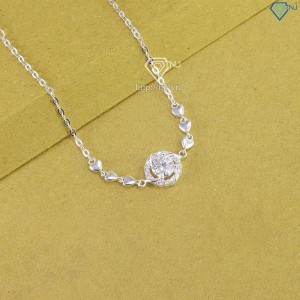 Quà 8 3 cho người yêu lắc tay bạc nữ mặt tròn đính kim cương LTNM0019