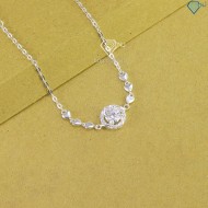 Quà 8 3 cho người yêu lắc tay bạc nữ mặt tròn đính kim cương LTNM0019