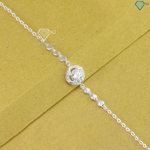 Quà 8 3 cho người yêu lắc tay bạc nữ mặt tròn đính kim cương LTNM0019