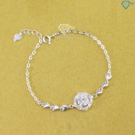 Quà 8 3 cho người yêu lắc tay bạc nữ mặt tròn đính kim cương LTNM0019