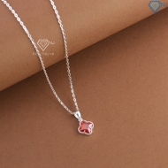 Dây chuyền bạc cỏ 4 lá đính đá đỏ DCN0803 - Trang sức TNJ