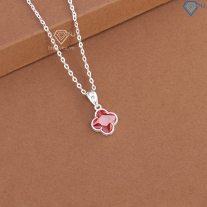 Dây chuyền bạc cỏ 4 lá đính đá đỏ DCN0803 - Trang sức TNJ