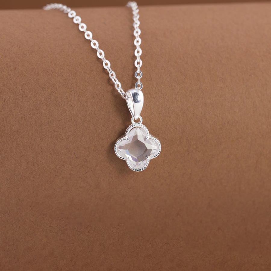 Dây chuyền bạc cỏ 4 lá đính đá trắng DCN0803