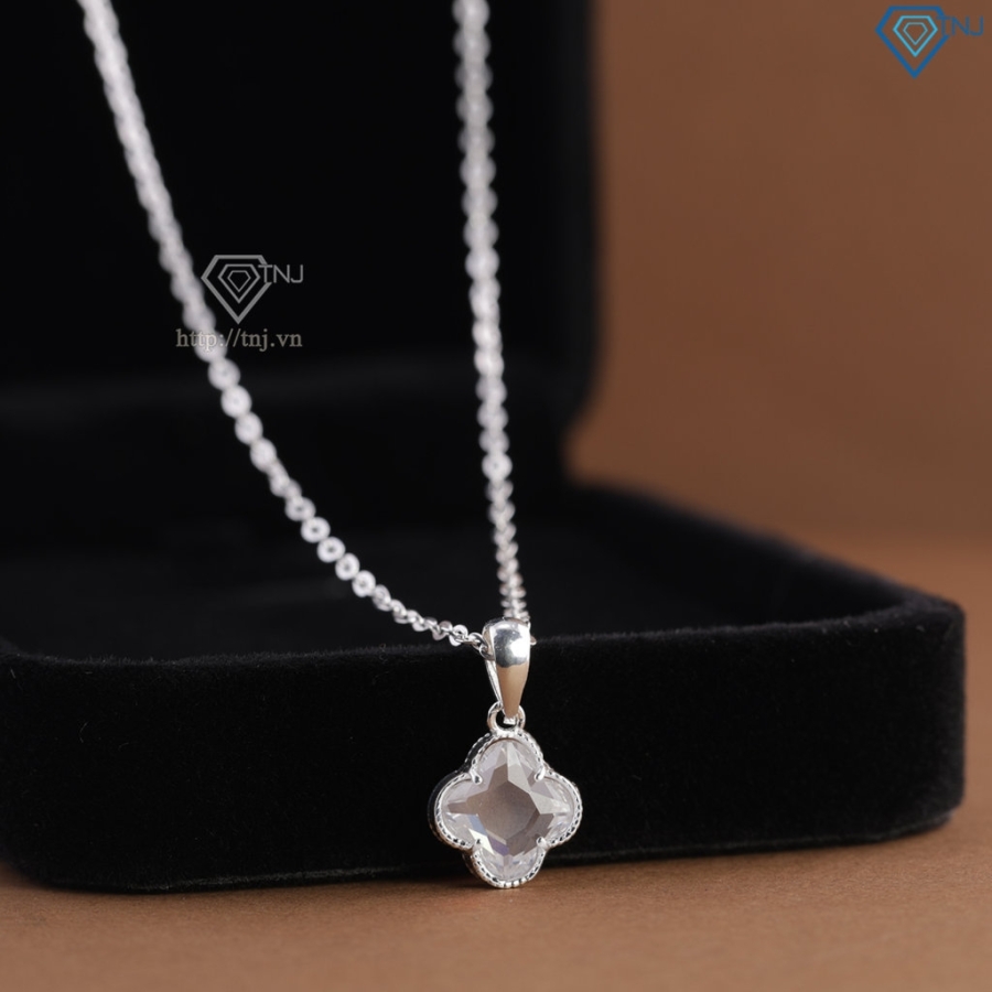 Dây chuyền bạc cỏ 4 lá đính đá trắng DCN0803 - Trang sức TNJ