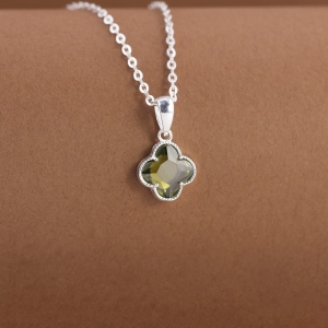 Dây chuyền bạc cỏ 4 lá đính đá xanh lá DCN0803