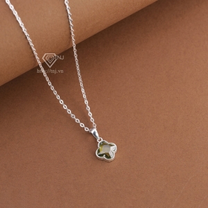 Dây chuyền bạc cỏ 4 lá đính đá xanh lá DCN0803 - Trang sức TNJ