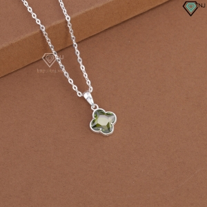 Dây chuyền bạc cỏ 4 lá đính đá xanh lá DCN0803 - Trang sức TNJ