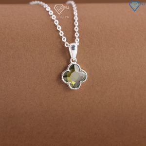 Dây chuyền bạc cỏ 4 lá đính đá xanh lá DCN0803 - Trang sức TNJ