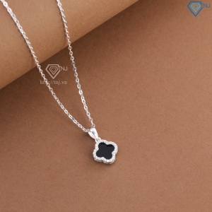 Dây chuyền bạc cỏ 4 lá đính đá đen DCN0804 - Trang sức TNJ