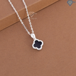 Dây chuyền bạc cỏ 4 lá đính đá đen DCN0804 - Trang sức TNJ