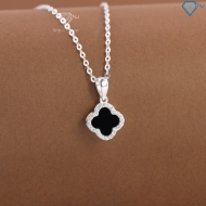 Dây chuyền bạc cỏ 4 lá đính đá đen DCN0804 - Trang sức TNJ