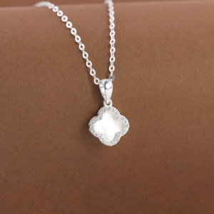 Dây chuyền bạc cỏ 4 lá đính đá trắng DCN0804