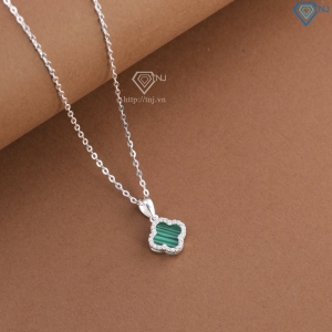 Dây chuyền bạc cỏ 4 lá đính đá xanh DCN0804 - Trang sức TNJ