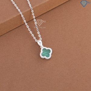 Dây chuyền bạc cỏ 4 lá đính đá xanh DCN0804 - Trang sức TNJ