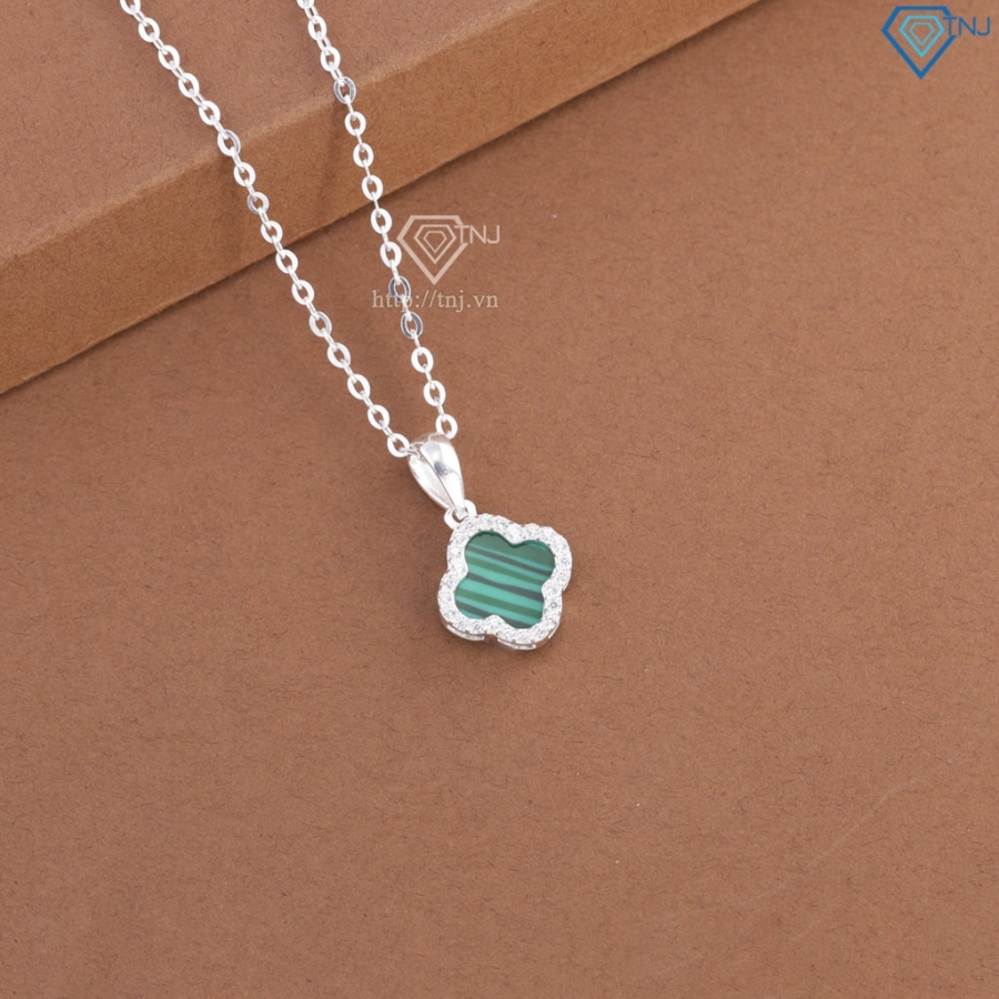 Dây chuyền bạc cỏ 4 lá đính đá xanh DCN0804 - Trang sức TNJ