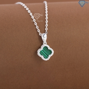 Dây chuyền bạc cỏ 4 lá đính đá xanh DCN0804 - Trang sức TNJ