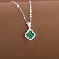 Dây chuyền bạc cỏ 4 lá đính đá xanh DCN0804