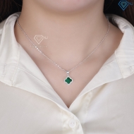 Dây chuyền bạc cỏ 4 lá đính đá xanh DCN0804 - Trang sức TNJ