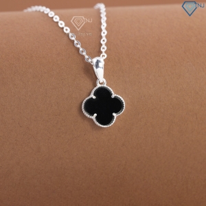 Dây chuyền bạc cỏ 4 lá đính đá đen DCN0805 - Trang sức TNJ