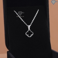 Dây chuyền bạc cỏ 4 lá đính đá đen DCN0805 - Trang sức TNJ