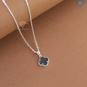 Dây chuyền bạc cỏ 4 lá đính đá đen DCN0805 - Trang sức TNJ