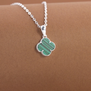 Dây chuyền bạc cỏ 4 lá đính đá xanh DCN0805