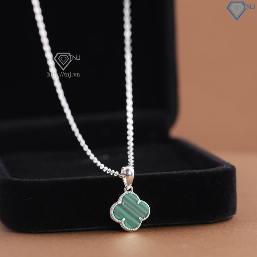 Dây chuyền bạc cỏ 4 lá đính đá xanh DCN0805 - Trang sức TNJ