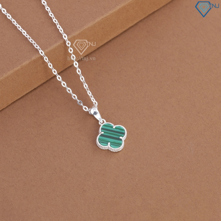 Dây chuyền bạc cỏ 4 lá đính đá xanh DCN0805 - Trang sức TNJ