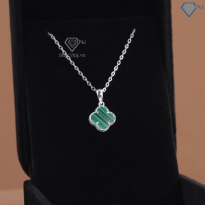 Dây chuyền bạc cỏ 4 lá đính đá xanh DCN0805 - Trang sức TNJ