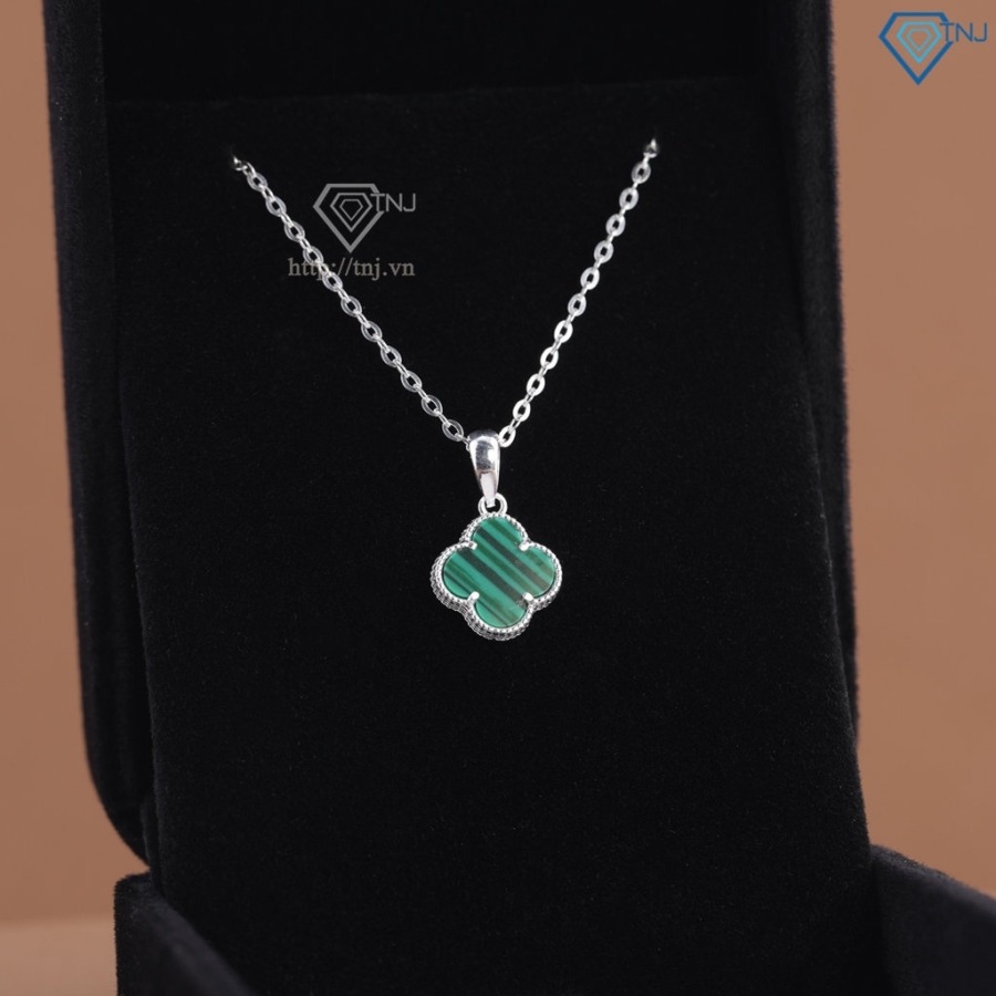 Dây chuyền bạc cỏ 4 lá đính đá xanh DCN0805 - Trang sức TNJ