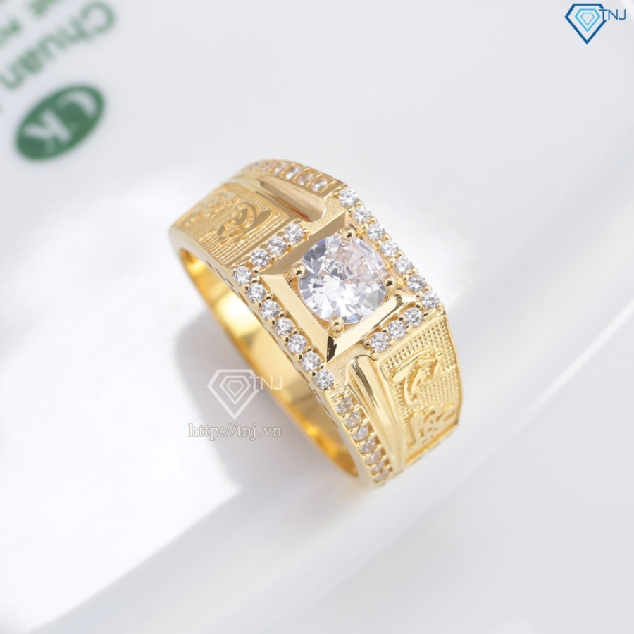 Nhẫn nam bạc xi mạ vàng 18k chữ Tài Lộc may mắn NNA0870-XV