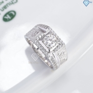 Nhẫn nam chữ Tài Lộc đính kim cương Moissanite 6.0mm - NNAM0253
