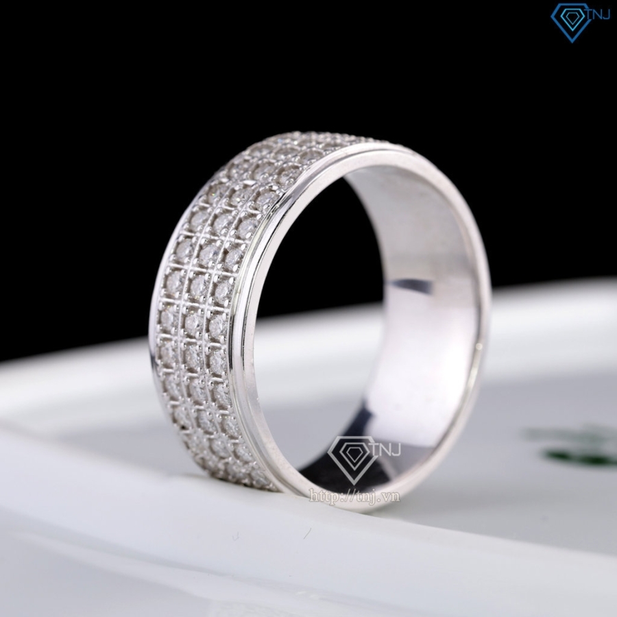 Nhẫn bạc nam dạng tròn đính full kim cương Moissanite NNAM0254