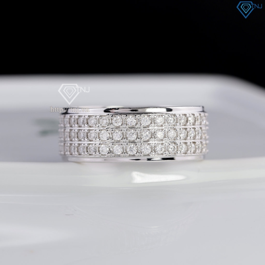 Nhẫn bạc nam dạng tròn đính full kim cương Moissanite NNAM0254