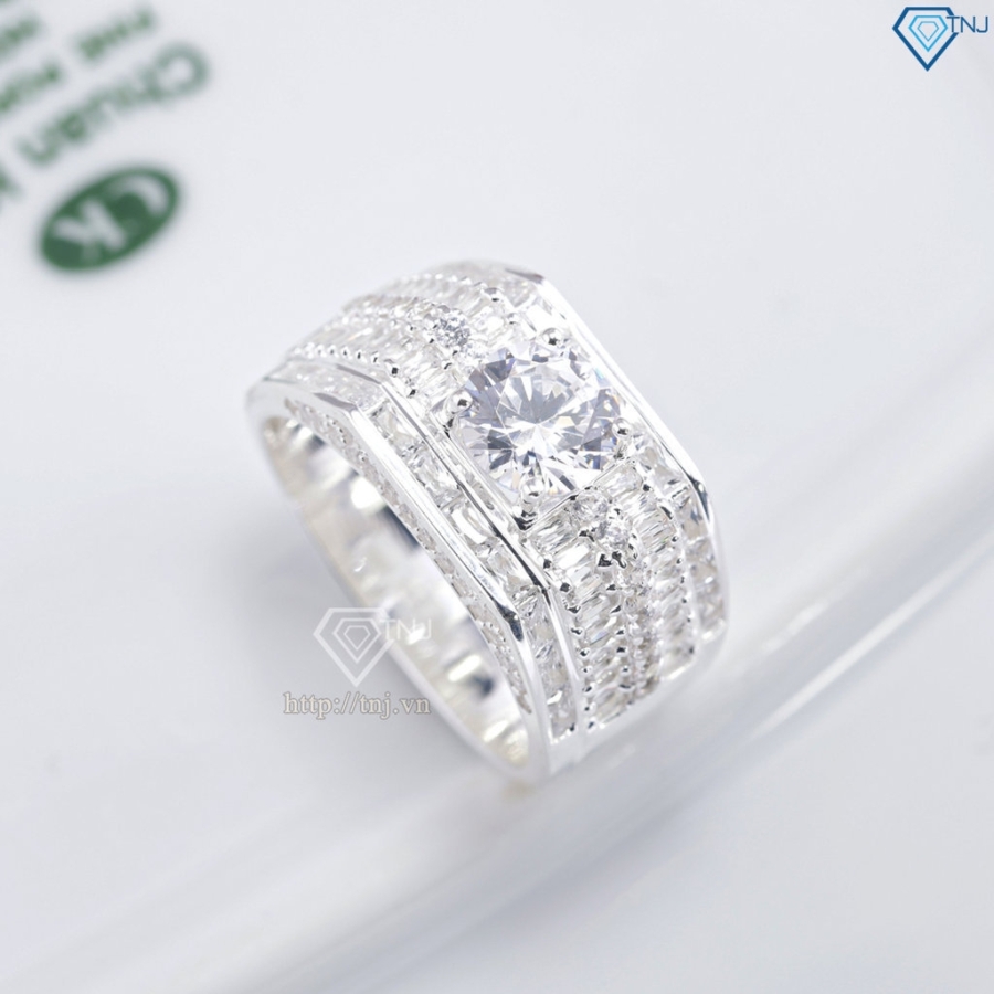 Nhẫn nam bạc full đính đá cao cấp sang trọng NNA0897