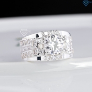 Nhẫn nam bạc 925 cách điệu đính đá đẹp NNA0898