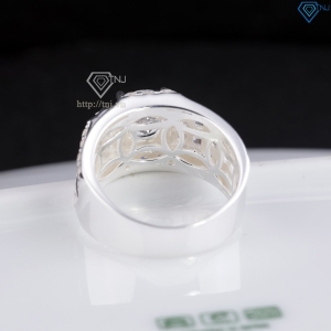 Nhẫn nam bạc 925 cách điệu đính đá đẹp NNA0898